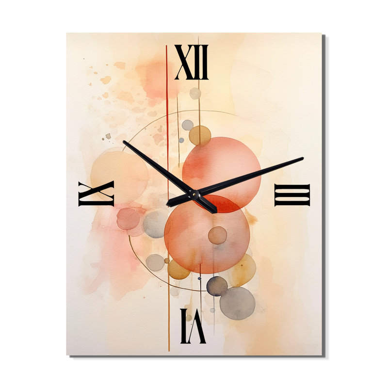 Horloge murale pêche et jaune Minimalist Harmony VI - Minimalisme, Grand