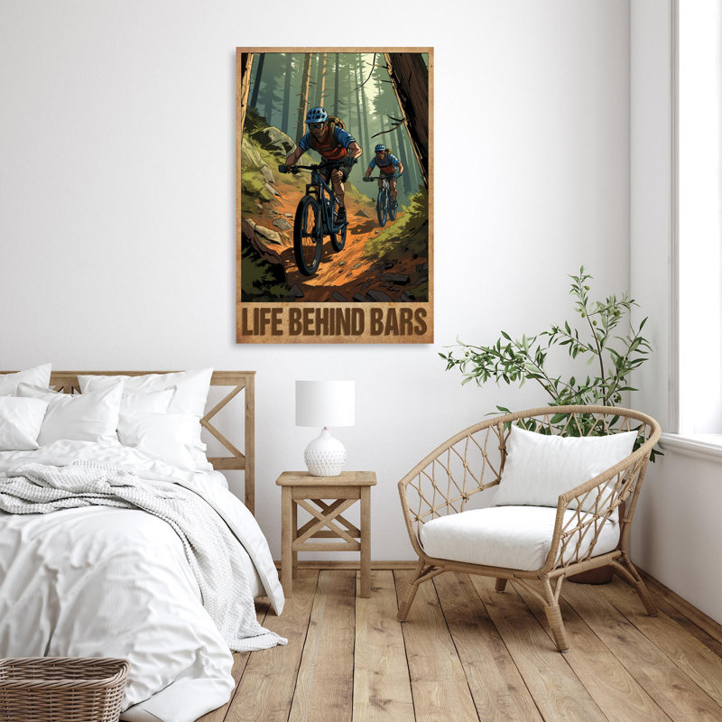 «Mountain Biking Life Be derrière Bars», reproduction d'impression sur toile tendue, H 14 po x l 11 po x P 1,25 po