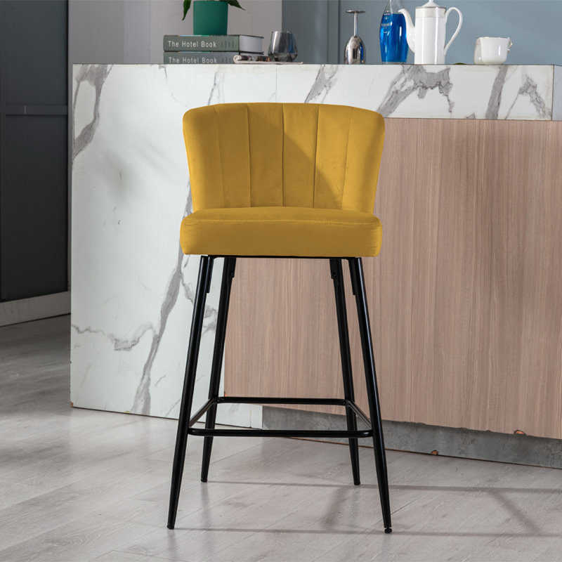 Catharina Upholstered Counter Stool with Metal Frame, Mustard