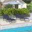Ensemble de 2 chaises longues pliantes, chaise longue de bronzage, chaise longue d'extérieur avec dossier inclinable, coussin, siège en filet respirant et siège élastique pour la plage