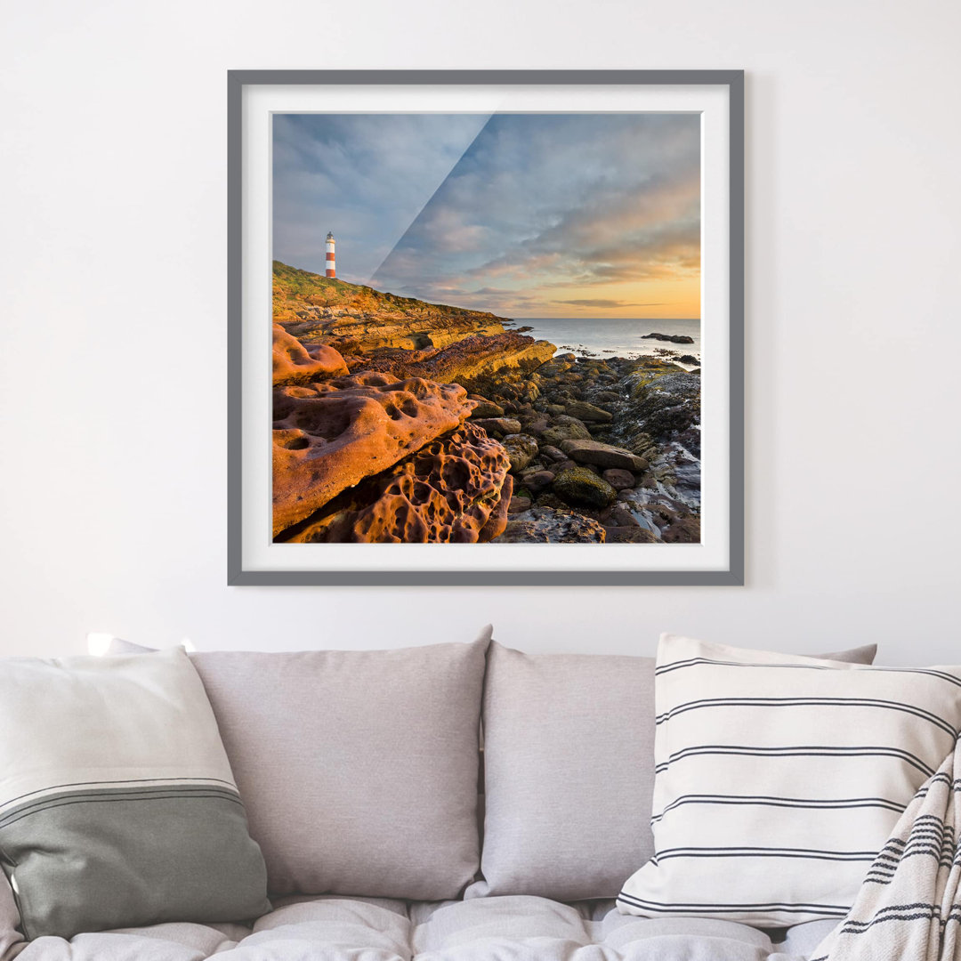 Gerahmtes Poster Tarbat Ness Lighthouse Sunset