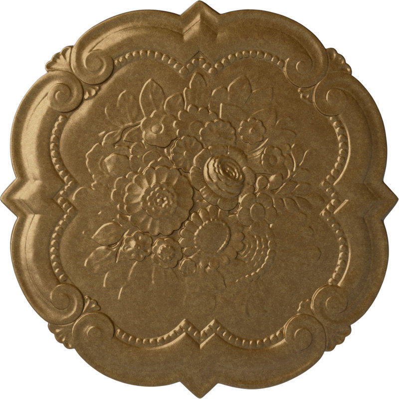 Victorian 24 3/8"H x 24 3/8"W x 1"D Ceiling Medallion , Pale Gold