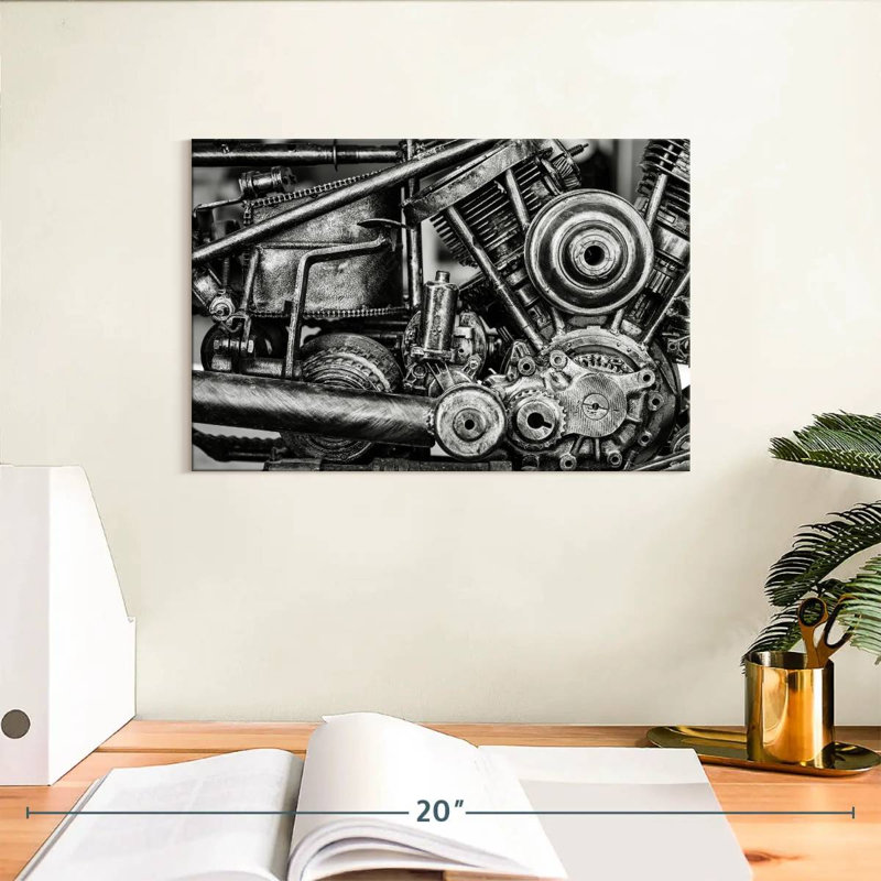 Mehar Old Motorcycle Engine, 8" H x 12" W