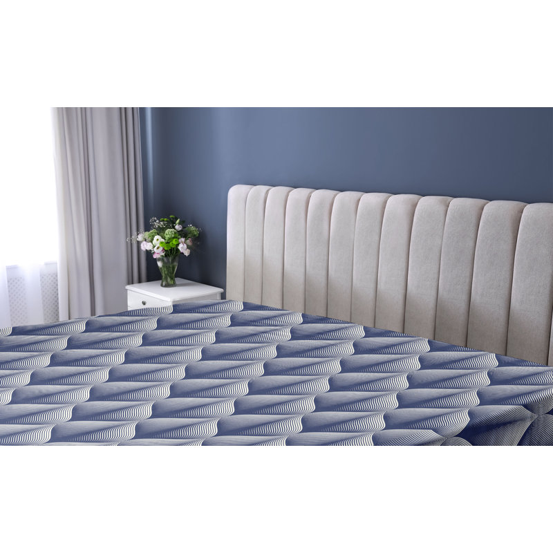 Drap-housse Ambesonne, Indigo, blanc / géométrique, Drap-housse simple TG