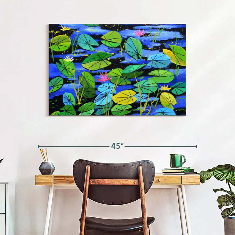 Harnek Pink Waterlilies, 26" H x 39" W