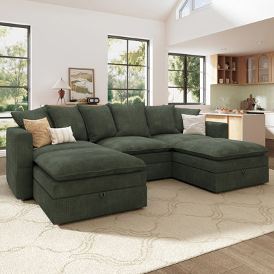  Wynter U-Shaped Corduroy Modular Sectional with Storage