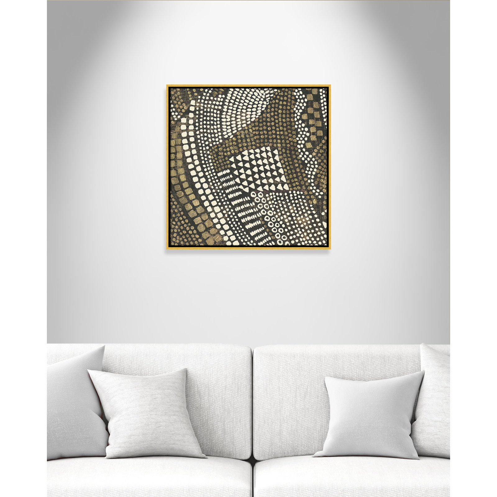 Bergen "Reaching Gold III" Painting, 25.5" H x 25.5" W x 2" D, Gold Framed