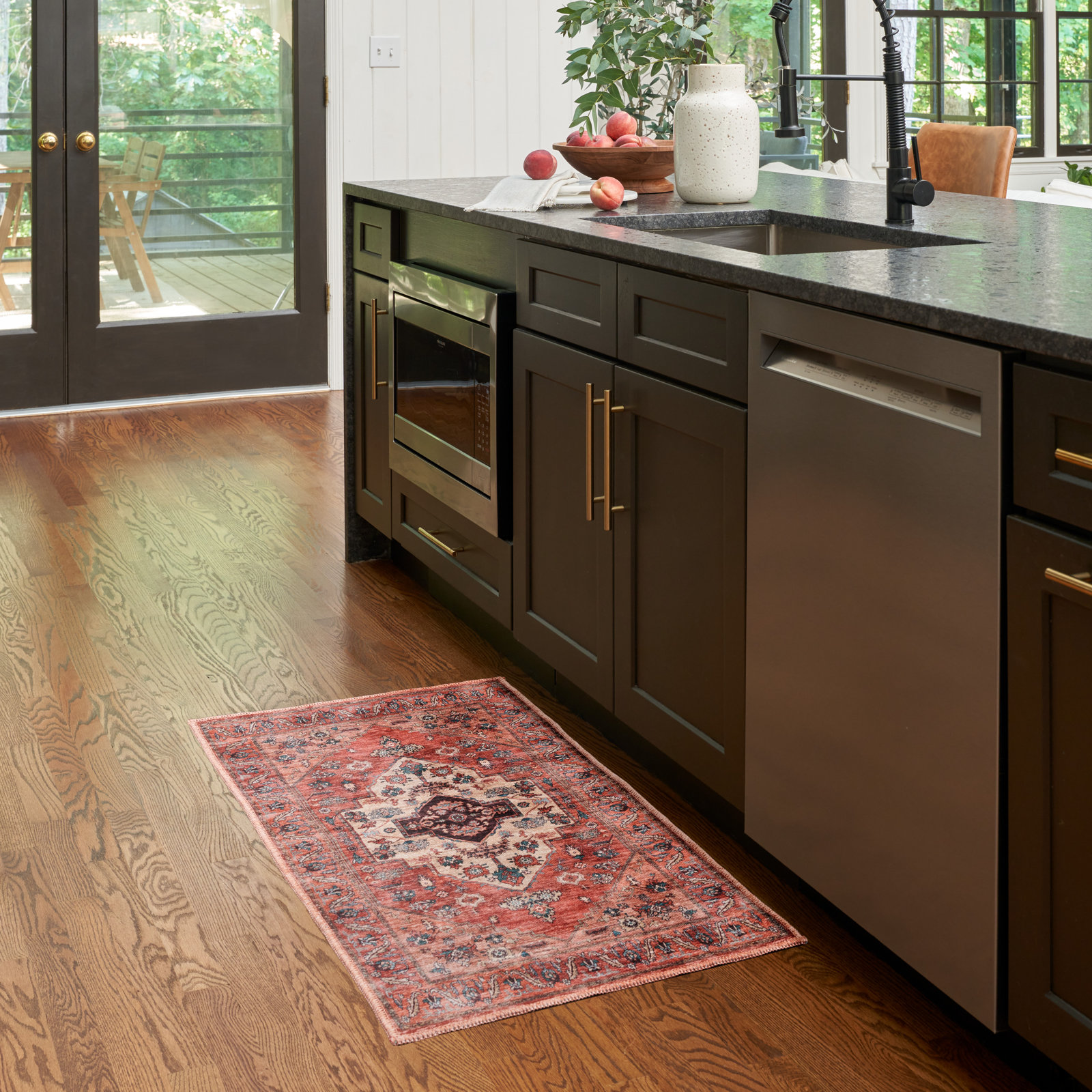 Lisle Rust Multi Washable Oriental Rug, Rectangle 2' x 4'