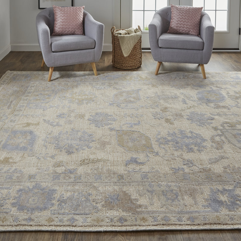 Wendover Transitional Floral & Botanical, Tan/Orange/Blue Area Rug, Rectangle 8' x 10'
