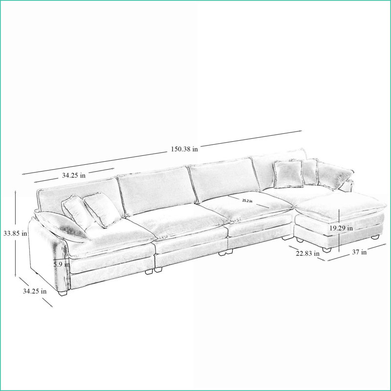 Canapé modulaire 3 places en L avec repose-pieds pour le salon, le cinéma à domicile | Velours côtelé gris anthracite