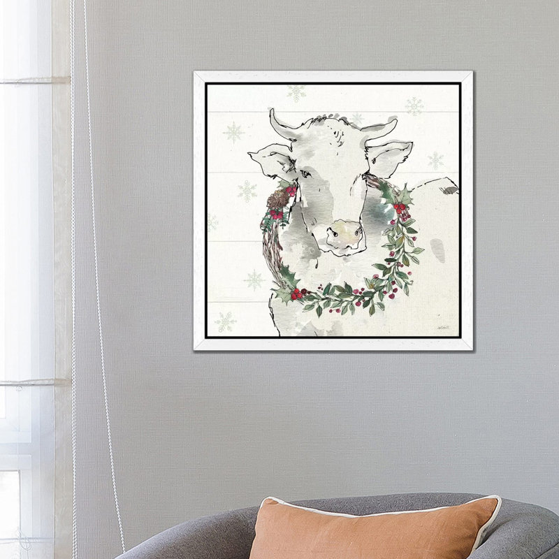 Modern Farmhouse XII Christmas - Painting on Canvas, White Floater Framed, 93.98 cm H x 93.98 cm W