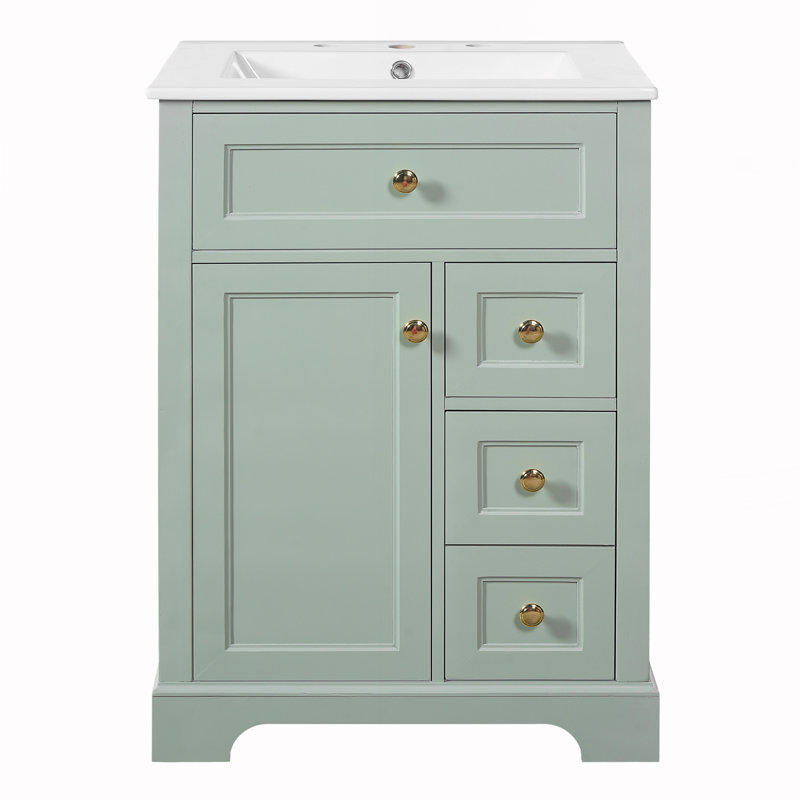 Meuble-lavabo de salle de bain avec lavabo, Vert