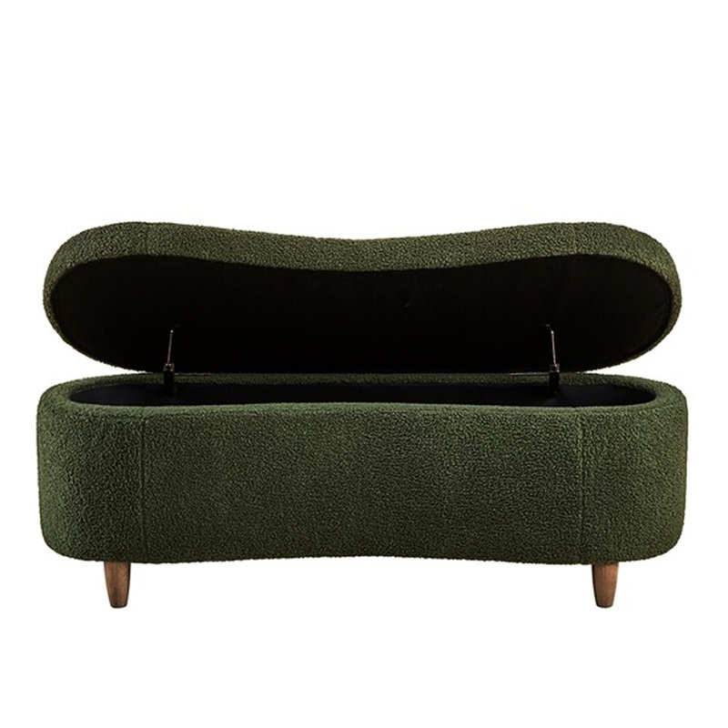 Banc de rangement à couvercle rabattable l 48 po x H 18 po avec rembourrage en mousse et pieds robustes l 43,75 po, Green