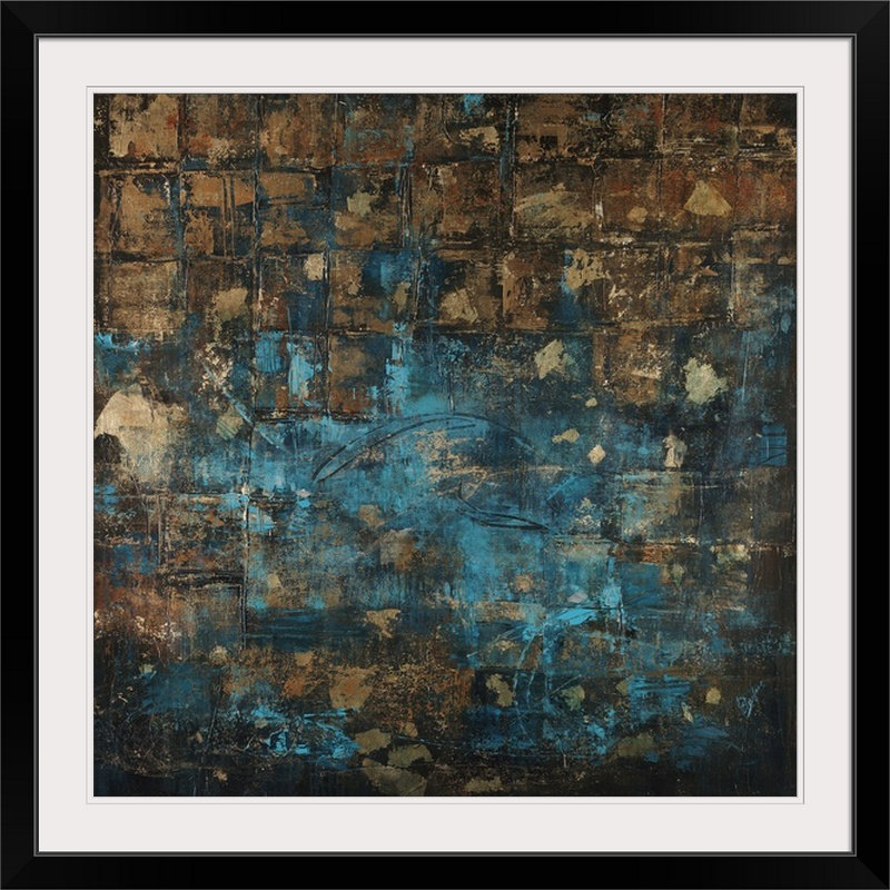 'neptunes Gold' Par Farrell Douglass Peinture Imprimer, Noir encadré, 20" H x 20" lx 1" p