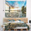 Coucher de soleil sur le bord de la mer avec tapisserie en bois-28506648