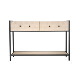 Console canapé 2 tiroirs Caz avec cadre noir et similicuir 48 pouces