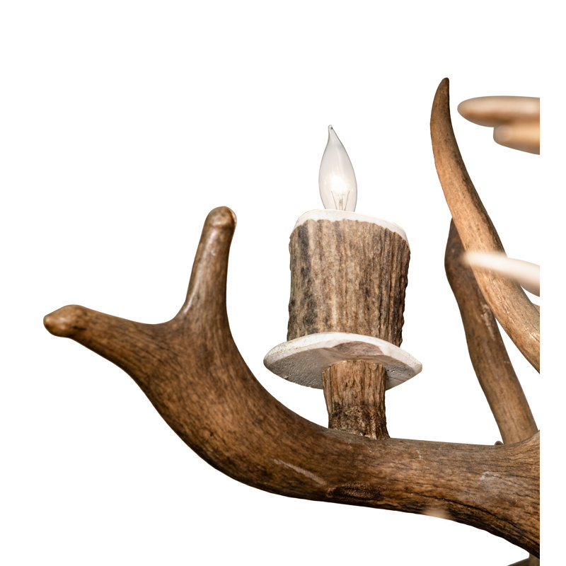 16 - Light Antler/Steel Dimmable Novelty Chandelier
