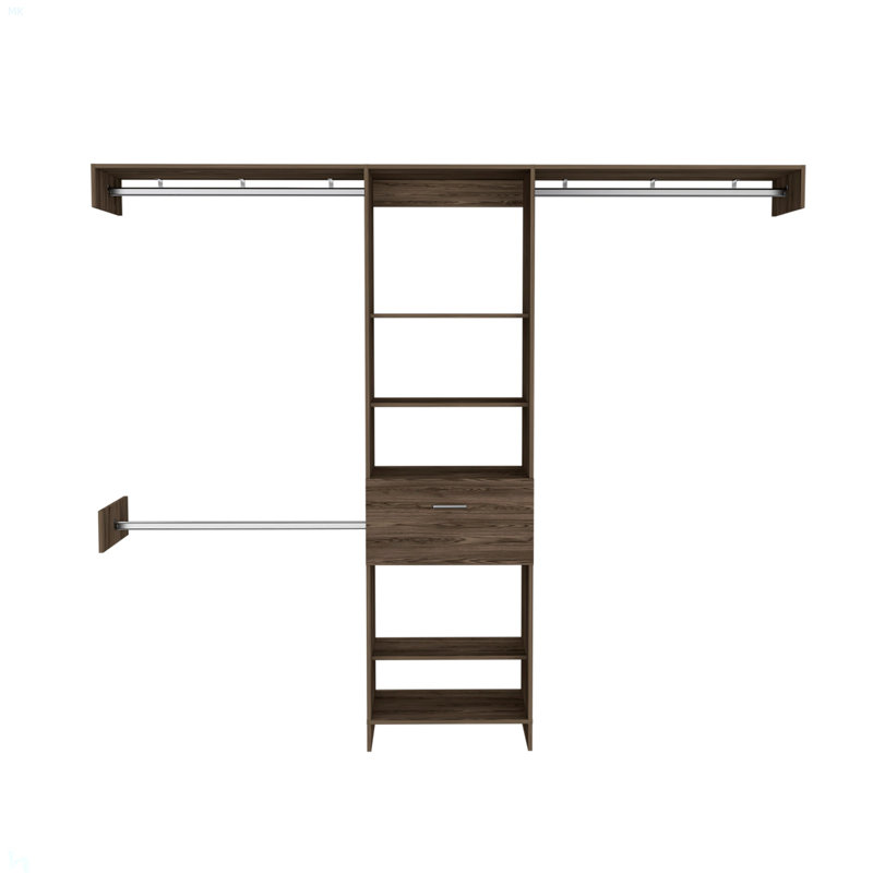 Calveston 1-Drawer 4-Shelf Closet System, Brown