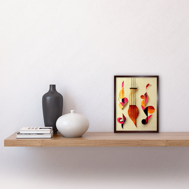 Abstract Boho Music Clefs Lyra Musical - Print, Brown Framed Unframed, 25.9cm H x 20.6cm W x 1.5cm D