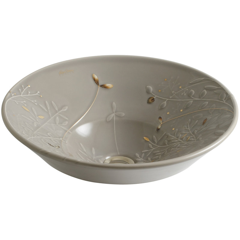 Gilded Meadow™ Ceramic Circular Vessel Bathroom Sink, Platinum