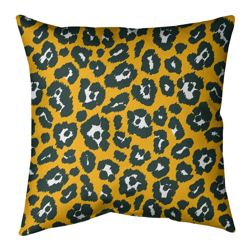 Housse de coussin carrée, 16" x 16", Croisé en coton, Doré