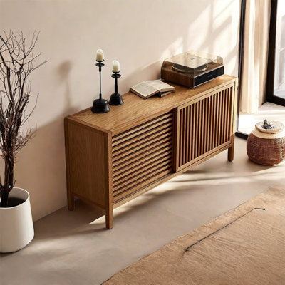 Nordic Style Living Room Wood Grille Sideboard. 62.99'' Sideboard
