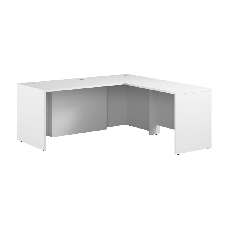 White Executive L-Shaped Corner Computer Desk