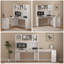 Bureau en coin 71 po avec DEL, bureau d'ordinateur blanc avec tiroirs, bureau en L réversible avec huche et armoire de rangement, bureau de bricolage pour petits espaces