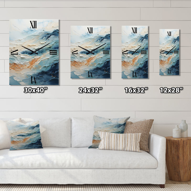 Beach Scandinavian Solitude IV - Très grandes horloges murales abstraites, H 32 po x l 16 po x P 1 po