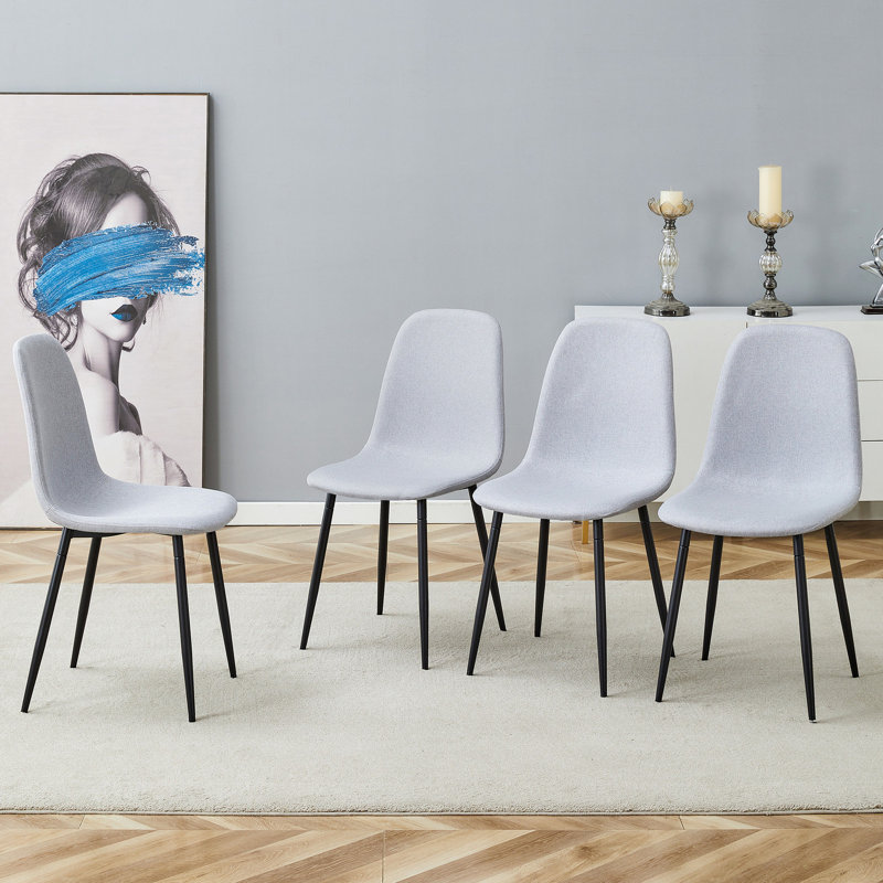 6 Gray Dining Chair Collection - Modern Home Style. Breathable Material, Solid Metal Legs, Slip Feet, Easy Assembly Process Maintained Comfortable Chairs ( Of 6) Decoration. Integrated Seat Back,