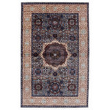 Hand Knotted Wool Area Rug in Gray And Beige