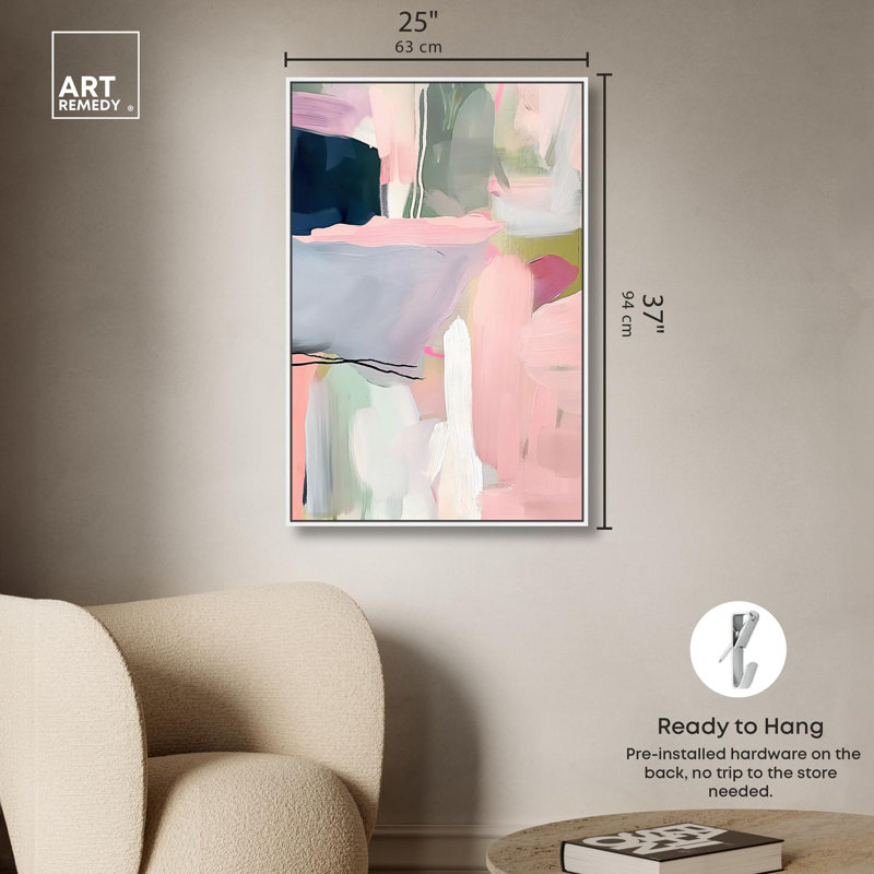 «Lush Pastel Oasis» par Art Remedy, Cadre blanc, H 37 po x l 25 po