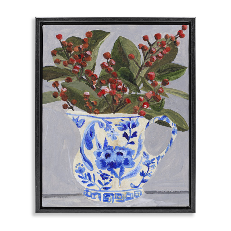 «Winter Heirloom Bouquet», art mural par Melissa Wang, Cadre flottant noir de jais, H 21 po x l 17 po