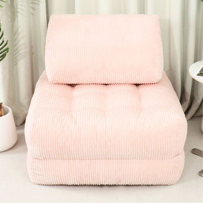 Pink Corduroy Chair For Living Room, Dorm And Bedroom - Comfortable, Good Back Support, Soft Faux Fur Bedroom, Room & Cozy,