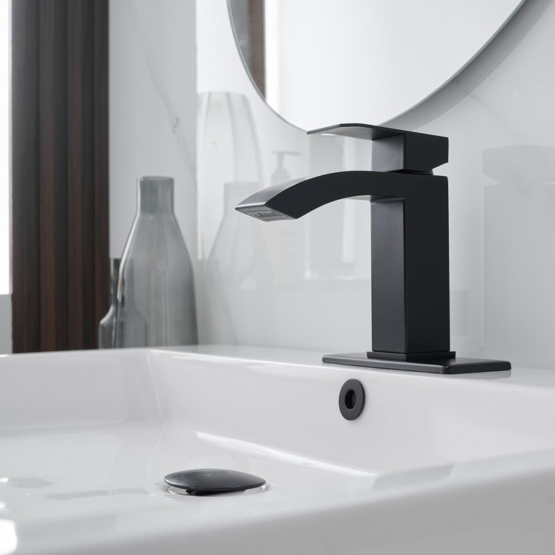 1 robinet de salle de bain monocommande avec bonde, Noir mat