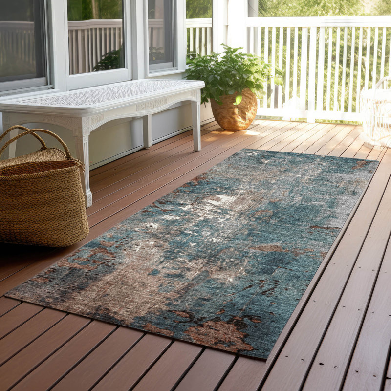 Machine Washable Indoor/Outdoor Xhevrie Paprika Rug, Runner 2'3" x 7'6"