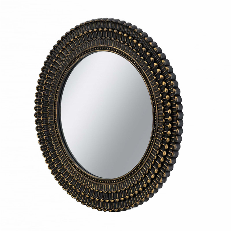 Miroir d'appoint rond et doré, 26,5 po x 26,5 po