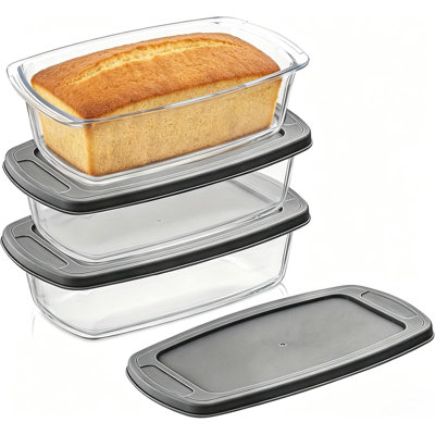 Ensemble de 3 plats de cuisson rectangulaires en verre avec couvercles, L 10,6 po x l 5,5 po x H 2,8 po allant au four, plats de cuisson en verre allant au four, allant au micro-ondes et au congélateur pour la cuisson, le rôtissage, la préparation des 