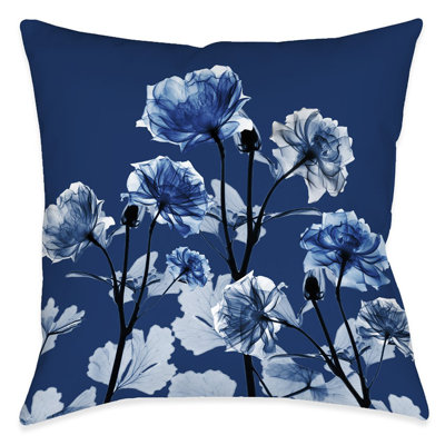 Housse de coussin carré et insert Bloomed Indigo X-Ray