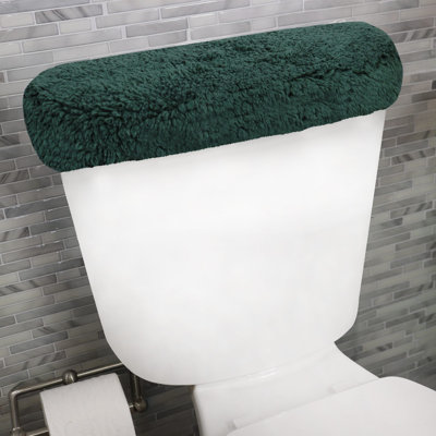 Couvercle de réservoir de toilette 100% coton en peluche avec ajustement élastique, décor décoratif doux pour salle de bain, 10 po x 22 po