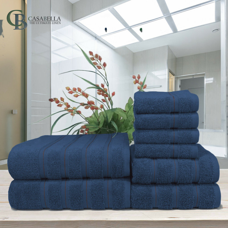 Casabella 8 Pcs Luxury Towel Bale Set, Royal Blue