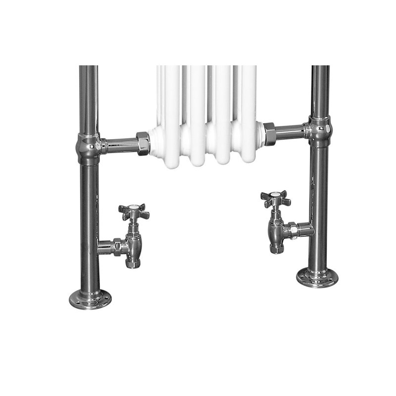 Filton Victorian Heated Towel Rail Traditional Column Designer Radiator, Chrome/White, 95.2cm H x 47.9cm W x 23.5cm D