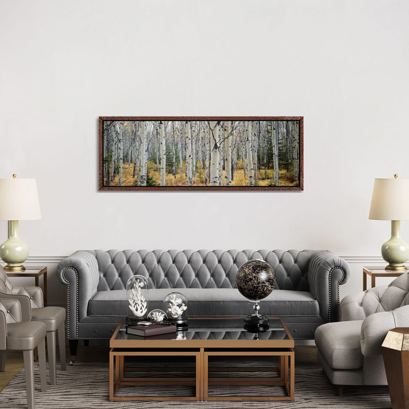 Aspen Trees In A Forest Alberta, Canada by Panoramic Images - Wrapped Canvas Panoramic Print, 152.4 cm H x 50.8 cm W