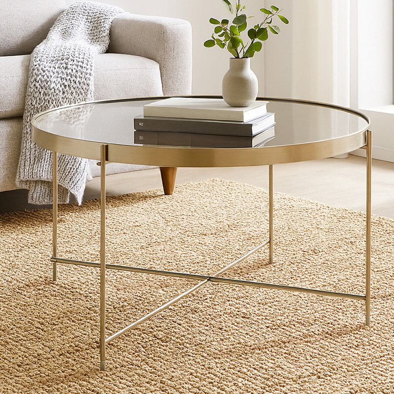 Ladson End Table, Black Mirrored, Bronze