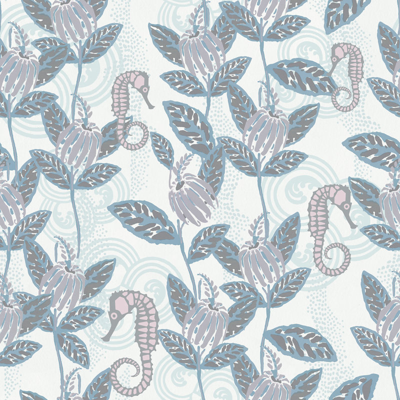 Yuki Osada Floral Wallpaper Double Roll, Light Blue