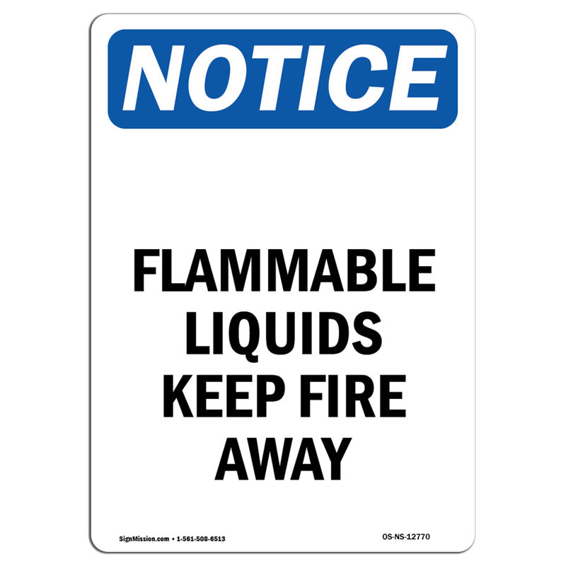 Flammable Liquids Keep Fire away Sign