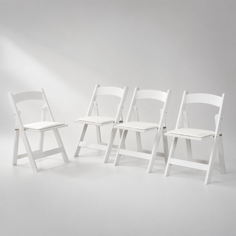 Ensemble de 4 chaises pliantes rembourrées et rembourrées avec tablette beige, peu encombrantes et faciles à transporter pour les salles à manger