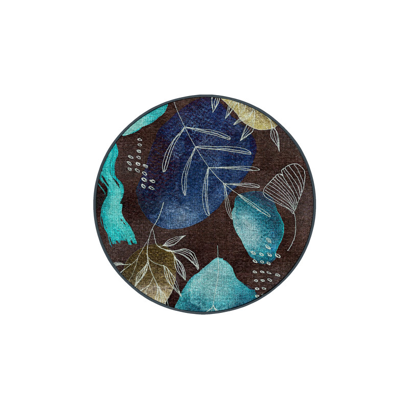 Caydee Hand Loomed Washable Floral Indoor Rug, Round 6'