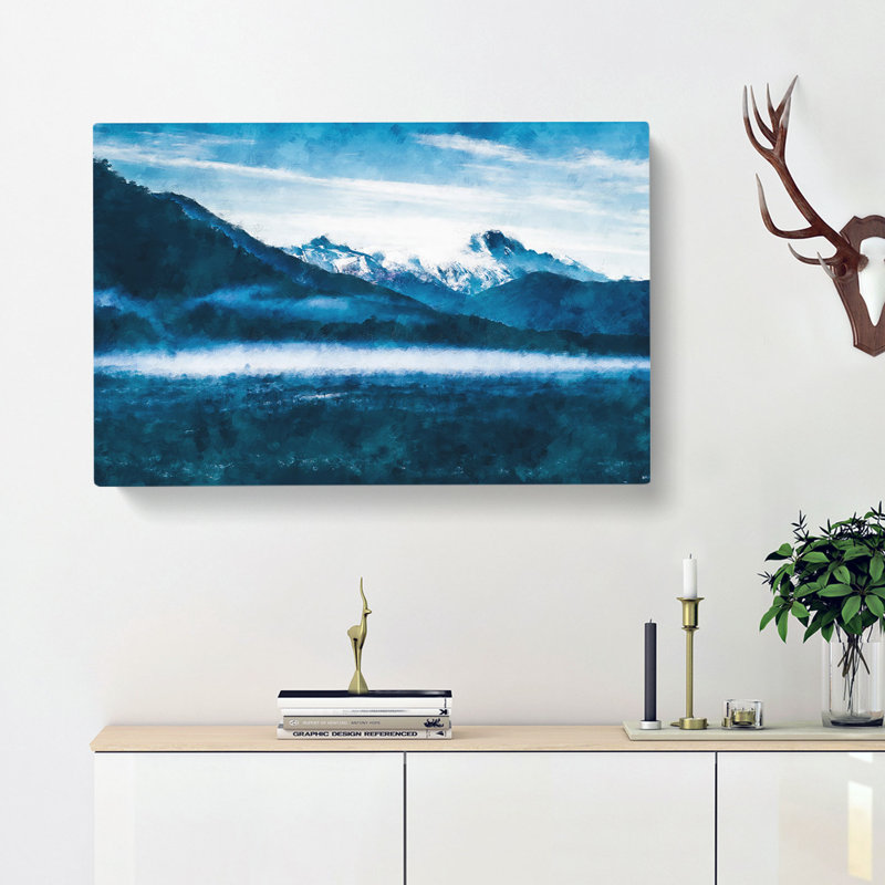 Snow Covered Mountains Abstract Painting - Wrapped Canvas, 50cm H x 76cm W x 3cm D
