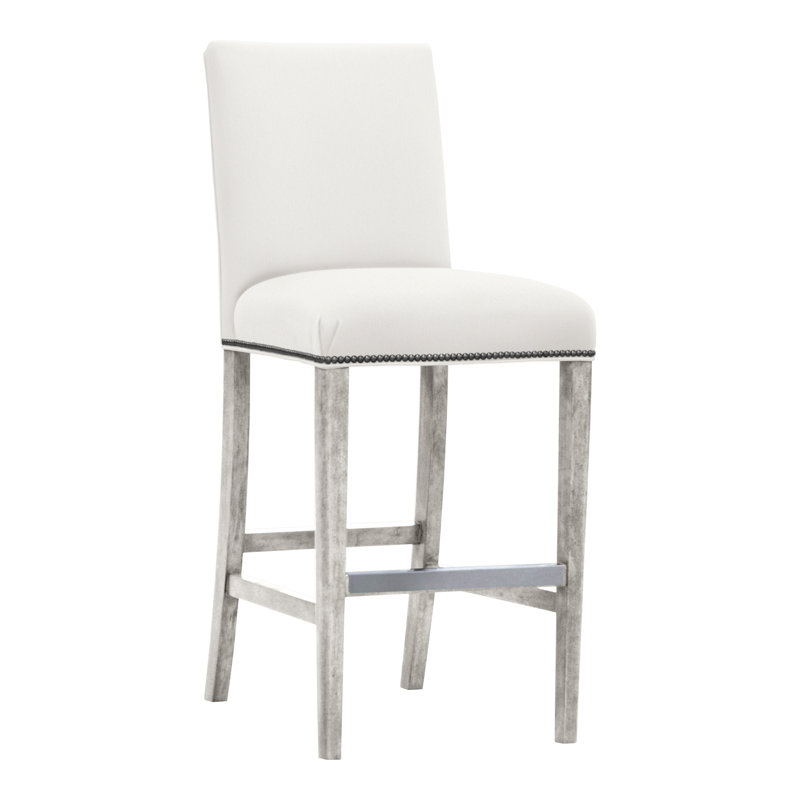 Gin Fizz Upholstered Stool with Solid Wood Frame, Yes, Perigold Improve White, Casa Blanca